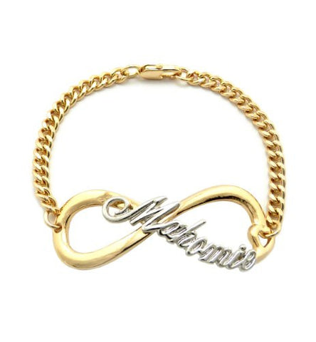 Mahomie (TM) Gold/Silver Tone Infinity Sign 4mm 7" Link Bracelet XB402GR