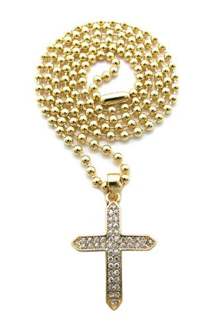 Pave Edged Cross Pendant Necklace