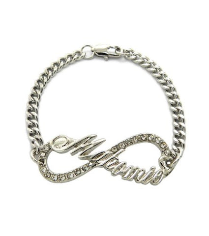 Mahomie (TM) Silver Tone Rhinestone Infinity Sign 4mm 6.5" Bracelet XB405R