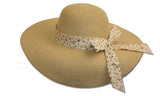 New Womens Straw Floppy Hat with Band Ribbon FL1484