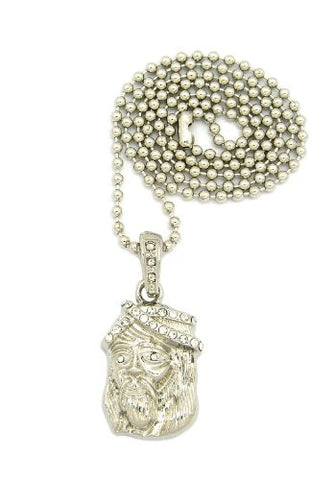 Silver Tone Jesus Face Pendant w/ 3mm 27" Ball Chain Necklace RC180R