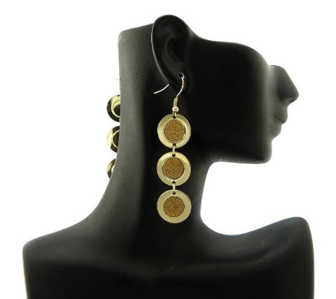 Shimmer Circle Drop Earrings in Gold-Tone
