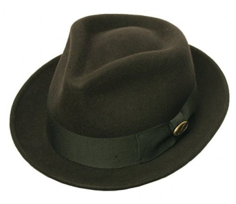 Men's Wool Felt Fedora Hat with Lining - Black- X-Large
