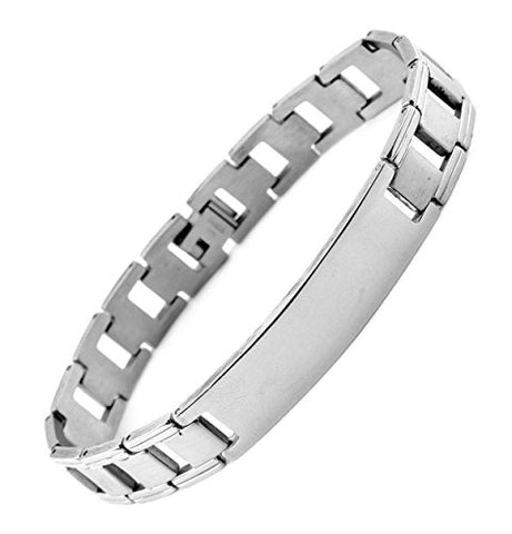 NYfashion101 Men's Fashionable Silver-Tone ID Stainless Steel Bracelet 4004