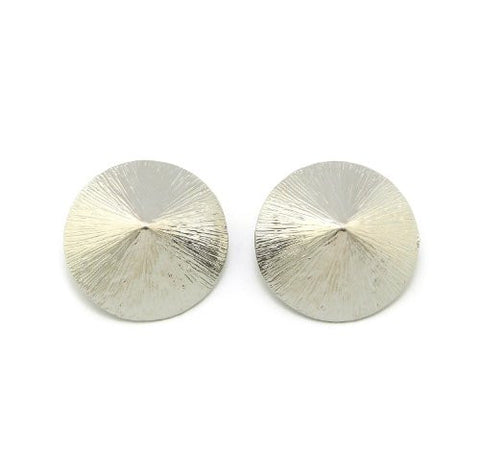 Brushed Metal Cone Earrings in Silver-Tone