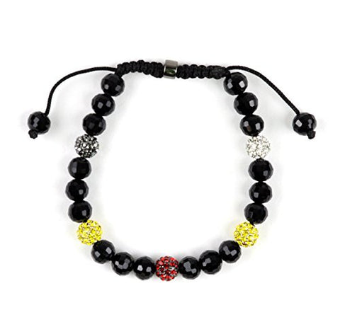 Micro Encrusted Ball and Faceted Glass Bead Charm Adjustable Bracelet - Multi/Black