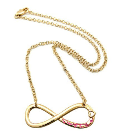 Swiftie Gold/Pink Tone 3mm 18" Link Chain Infinity Necklace XC428GPK
