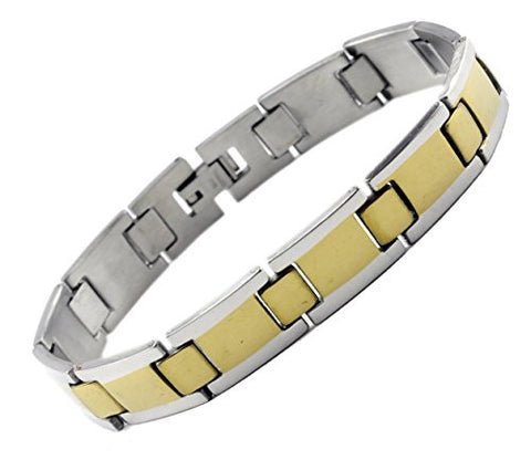 NYfashion101 Men's Fashionable Two-Tone Stainless Steel Bracelet 4034
