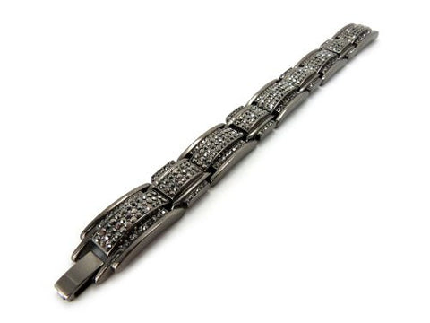 Rhinestone Block Chain Bracelet with Metal Clasp