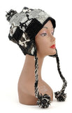 NYfashion101 Nepal Wool Fleeced Hand Knit Ski Trooper Hat w/Bon Bon