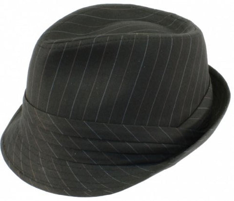 Mens Black Crushable Wool Felt Stripe Fedora Hat F183