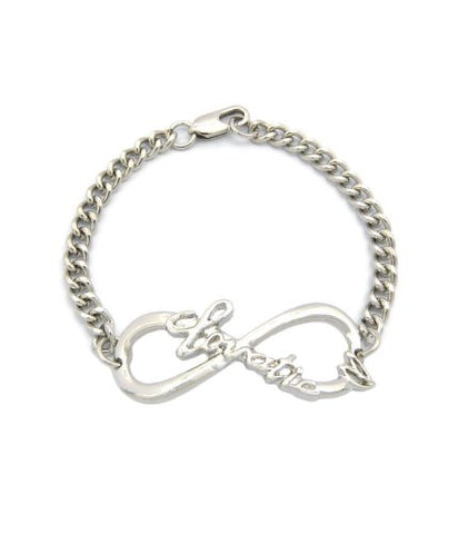Lovatic Heart Infinity Loop Link Bracelet in Silver-Tone