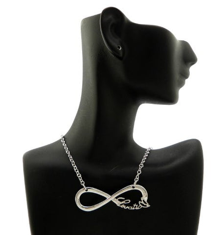 Lovatic (TM) Silver Tone Infinity Sign Fan Necklace XC435R