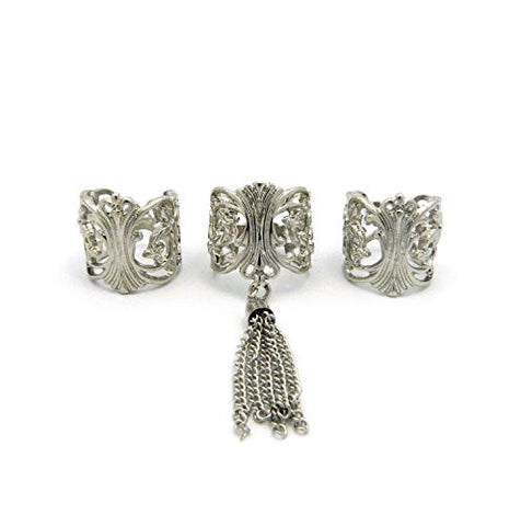 3 Piece Filigree Tassel Fashion Ring Set