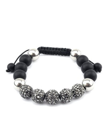 Encrusted Ball Macrame Bracelet w/ Metal & Matte Beads