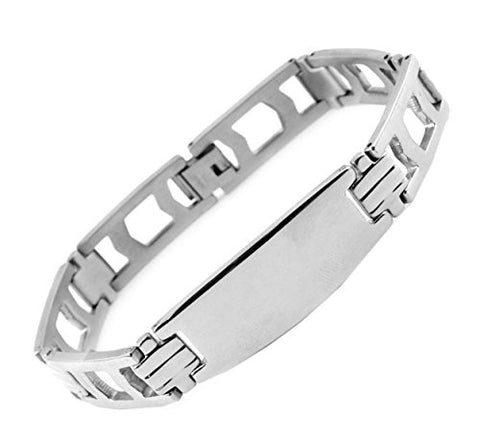 NYfashion101 Men's Fashionable Silver-Tone ID Stainless Steel Bracelet 4005