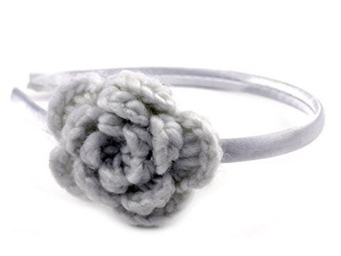 NYfashion101 Soft Calm Yarn Flower Satin Covered Wired Metal Skinny Headband
