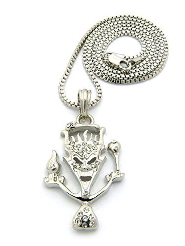 The Amazing Jeckel Brothers Clown Hip Hop Pendant w/ 24" Box Chain Necklace - Silver-Tone XSP238RBX