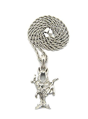 The Wraith Shangri-La Stone Stud Pendant 3mm 24" Rope Chain Necklace in Silver-Tone