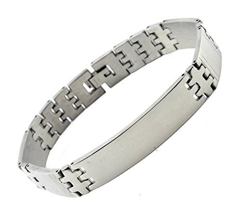 NYfashion101 Men's Fashionable Silver-Tone ID Stainless Steel Bracelet 4029