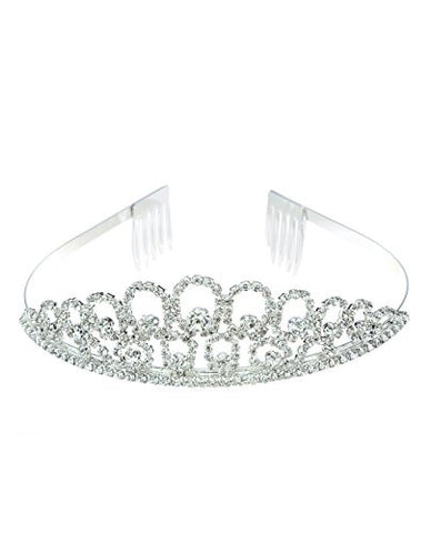 NYfashion101 Rhinestone Studded Looped Design Crown Tiara NHTY3322SCLY