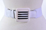 Women Stretch Elastic Belt With Square Stripe Buckle