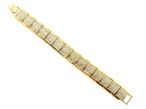 Square Rhinestone Block Chain Bracelet with Metal Clasp