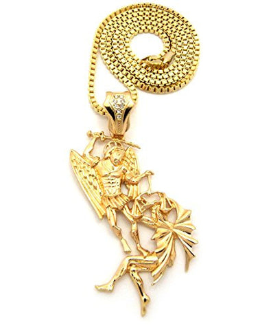 Battle of the Angels St. Michael the Archangel Pendant Box Chain Necklace