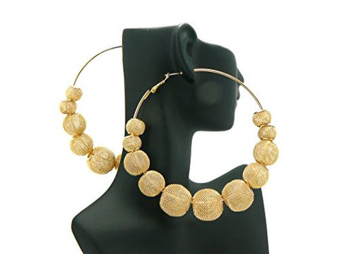3.25" Mesh Ball Hoop Earrings