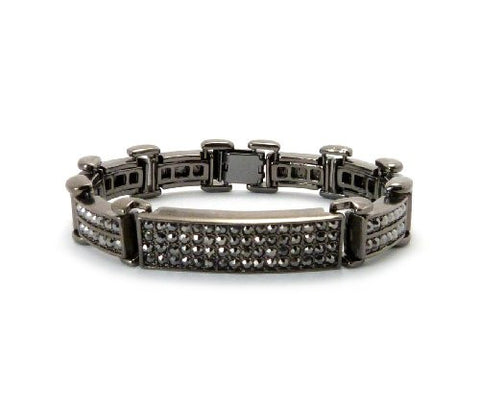 Rhinestone ID Chain Bracelet with Metal Clasp