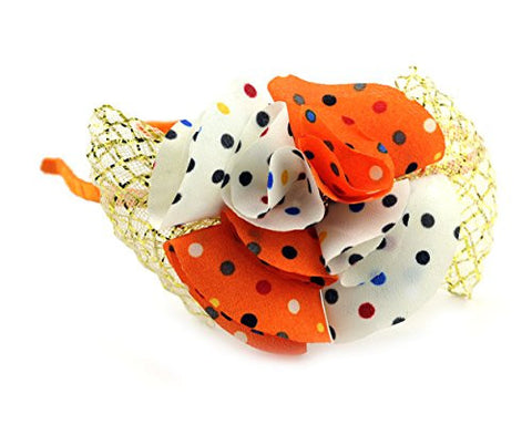 NYfashion101 Polka Dotted Mesh Bow Jeweled Center Satin Covered Headband