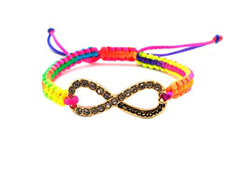 Rhinestone Infinity Rainbow Macrame Bracelet