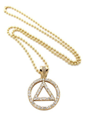 Iced Out Gold Tone Rapper Pendant Necklace 3mm 27" Ball Chain XZ94GBC