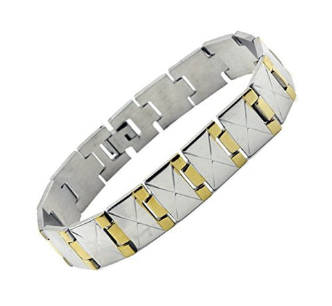 NYfashion101 Men's Fashionable Two-Tone Stainless Steel Bracelet 4031