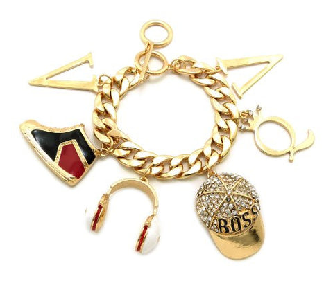 Boss Cap, Headphones, Sneaker Fashion Charm Bracelet
