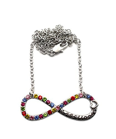 Directioner&reg; Rhinestone Infinity Fan Necklace with 18"Link Chain - Multi/Silver-Tone XC254R