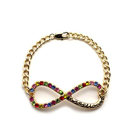 Multi-Color Rhinestone Infinity Link Bracelet