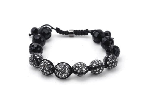 Grey Rhinestone & Disco Ball Shamballa Bracelet SB0082