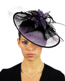 NYFASHION101 Cocktail Teardrop Shaped Sinamay Headband w/ Face Veil