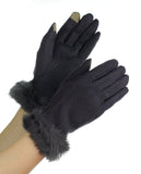 NYfashion101 Exclusive Women's Faux Fur Trim Touchscreen Compatible Winter Gloves