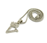 Unisex Stone Stud Tilted Crown Letter Initial Micro Pendant 2mm Box Chain Necklace, 20", V