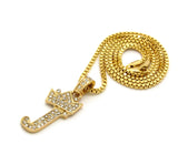 Unisex Stone Stud Tilted Crown Letter Initial Micro Pendant 2mm Box Chain Necklace, 20", J