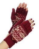 NYfashion101 Exclusive Snowflake Pattern Convertible Flip Cuff Mittens
