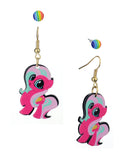 Women's Rainbow Youthful Enamel Pony Stud and Dangle Earrings
