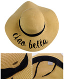 C.C Women's Paper Weaved Beach Time Embroidered Quote Floppy Brim Sun Hat