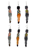 Women's Exquisite African Ebony Model Dangle Pierced Earrings Set, Multi Outfit