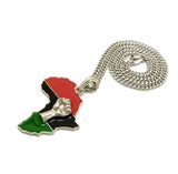 Power Fist on Pan Africa Continent Pendant with 3mm 24" Cuban Chain Necklace, Silver-Tone