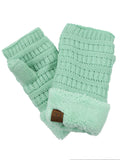 C.C Women's Warm Knit Fingerless Half Finger Fleece Lined Winter Gloves