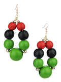 Women's Wooden Ball Bead Hoop Dangle Pierced Earrings, Mix