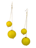 Women's Fashion Dual Wooden Ball Dangle Pierced Earrings